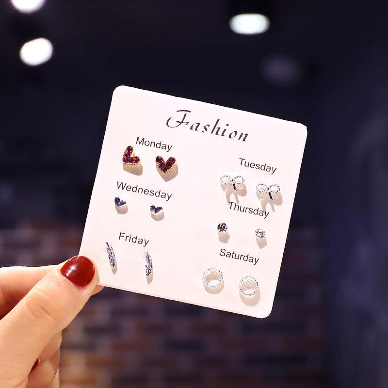 

1 компл./пакет, универсальные серьги-гвоздики с листьями, комплект серег, носить на неделю, серьги, ювелирные изделия