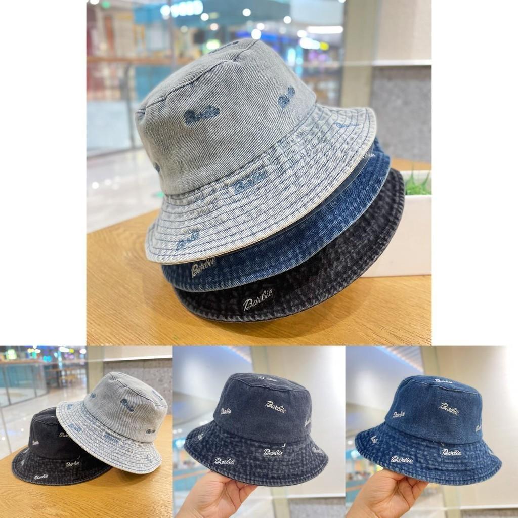 Women's Vintage Denim Fisherman Hat Spring Autumn Sun Protection Cap Adjustable Black Blue Light Blue