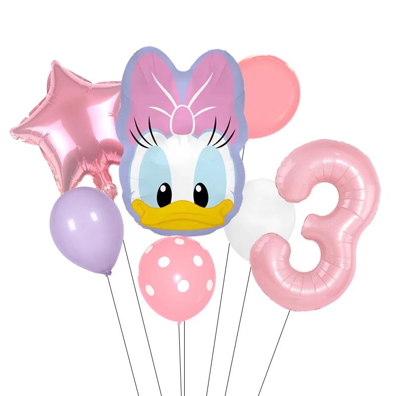Cartoon Donald Number Duck Daisy Aluminum Film Balloon Set Spherical DIY Birthday Arrangement Party Decoration Balloons Kawaii
