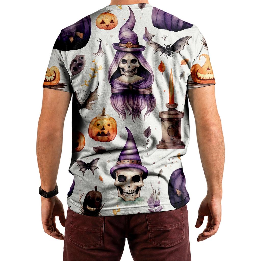 Unisex Halloween T-Shirt All-Over Print with Cute Pumpkin Design for Party and Holiday