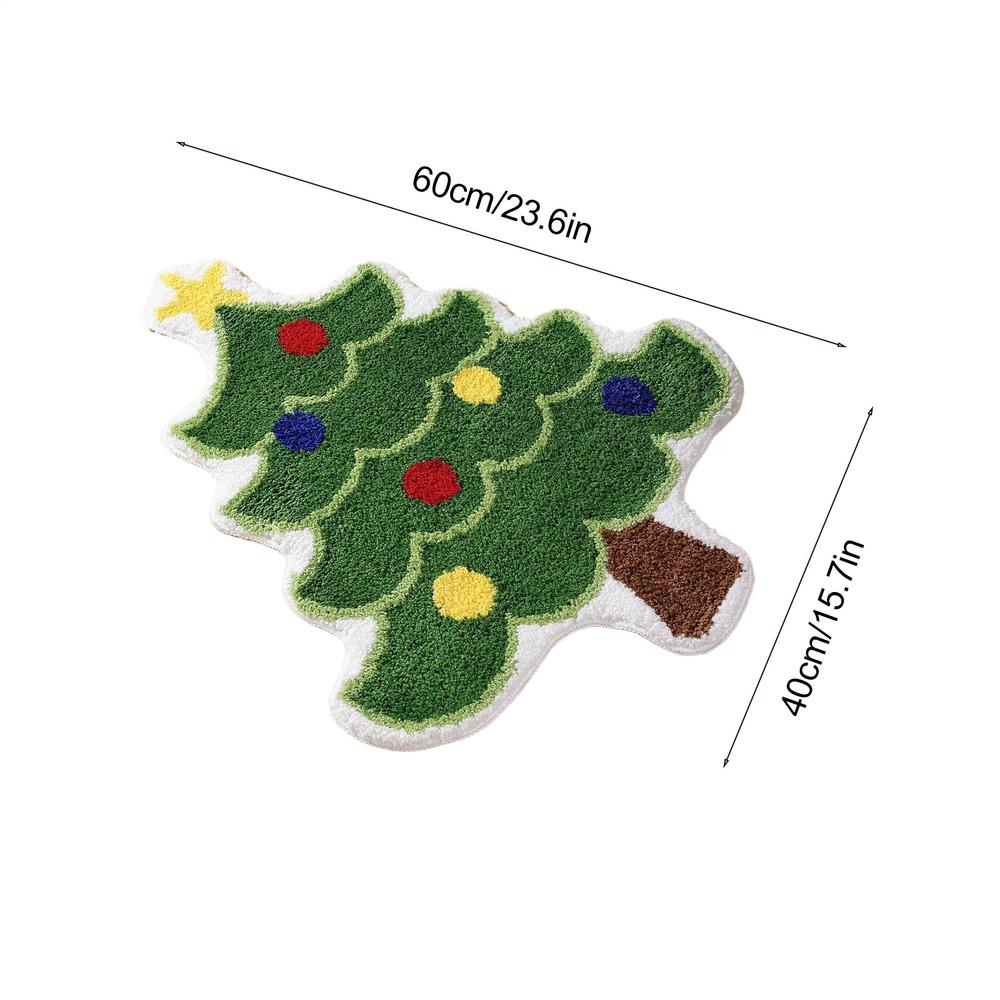 

Christmas Tree Cashmere Floor Mat Toilet Bathroom Absorbent Non-Slip Foot Mat Home Decor Soft Bedroom Carpet зелёный
