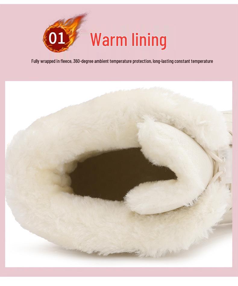 Women's Fleece-Lined Winter Boots, Plus Size, Wide Toe, Thick Cotton, Outdoor Warm Snow Shoes