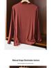 Women's Korean Style Modal Long Sleeve Base Layer T-shirt, Half-High Neck, Plus Size, Thin, Solid Color, Autumn Top