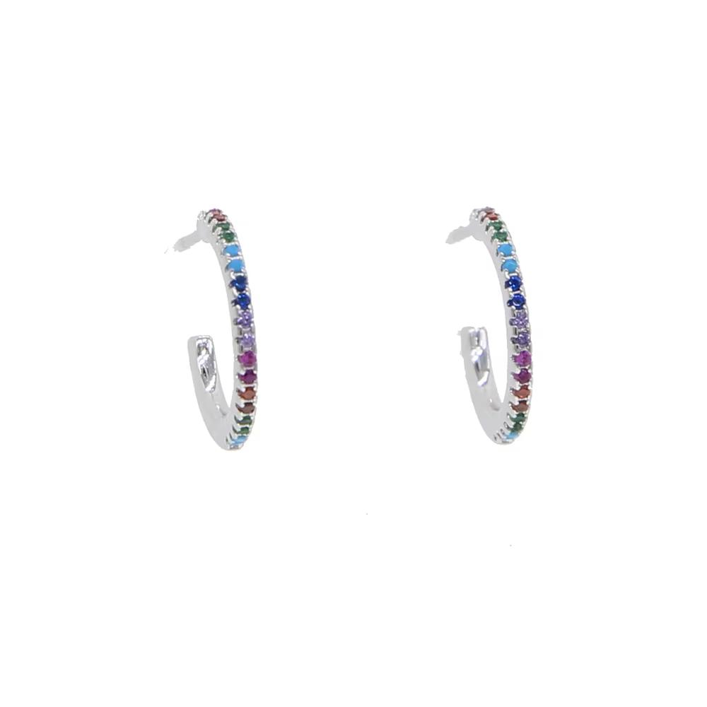 Cute Design Rose Gold Multi Color rainbow Color CZ Mini Hoop Circle Fashion Earring