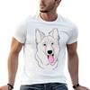 T-shirt z długowłosym owczarkiem szwajcarskim białym, casualowy, do pracy