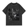 Funny Cat Meme T-shirt High Quality Fashion Vintage Washed T-shirts Men Women Casual Short Sleeve T Shirts Streetwear