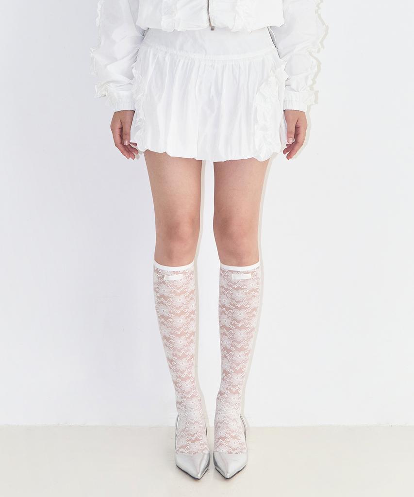 Iligo Frill Dot Balloon Skirt White