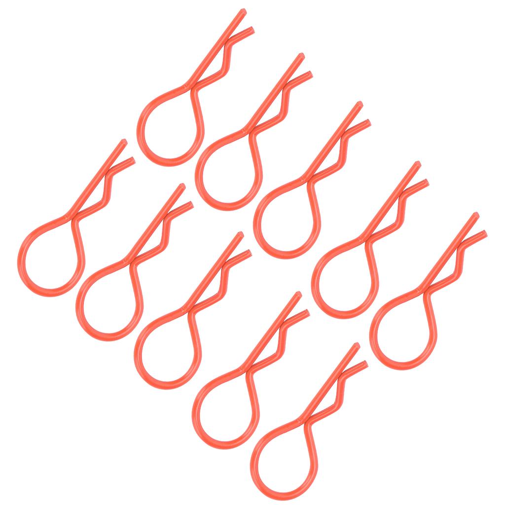 10Pcs 13MM RC Car Shell Clip RShape Metal Body Clips Pins for 15 16 18 110 RC Car(Orange )