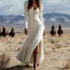 European and American Sexy Long Dress Dress Bohemian Vintage White Vacation