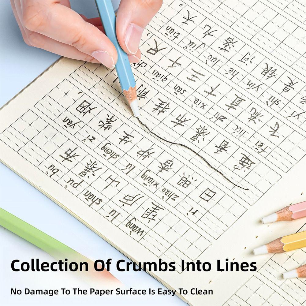 6PCS/Set Pencil Shape Eraser Without Leaving Marks Rubber Eraser Pencil Erasers  for Office School