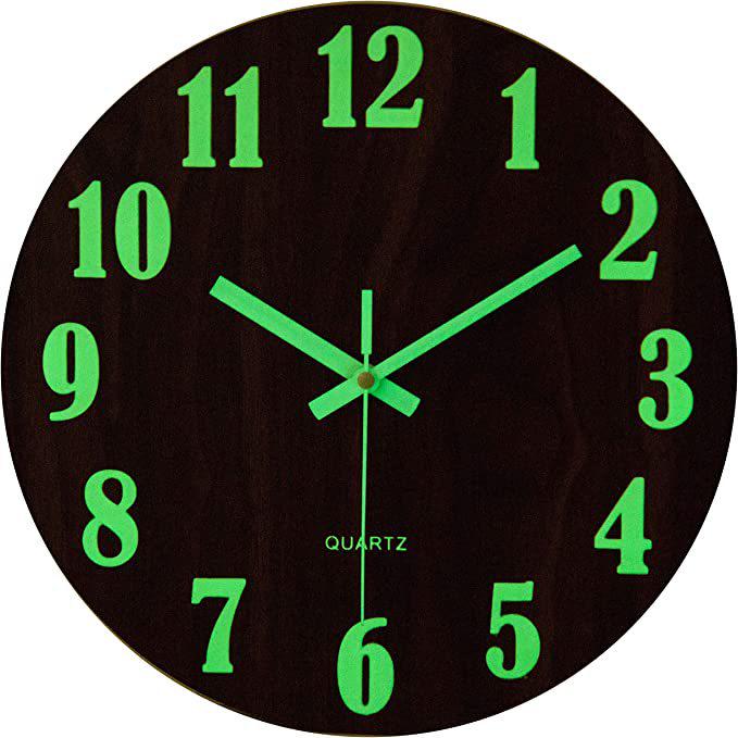 Luminous Wooden Wall Clock: Silent, Simple, Decorative Timepiece for the Living Room