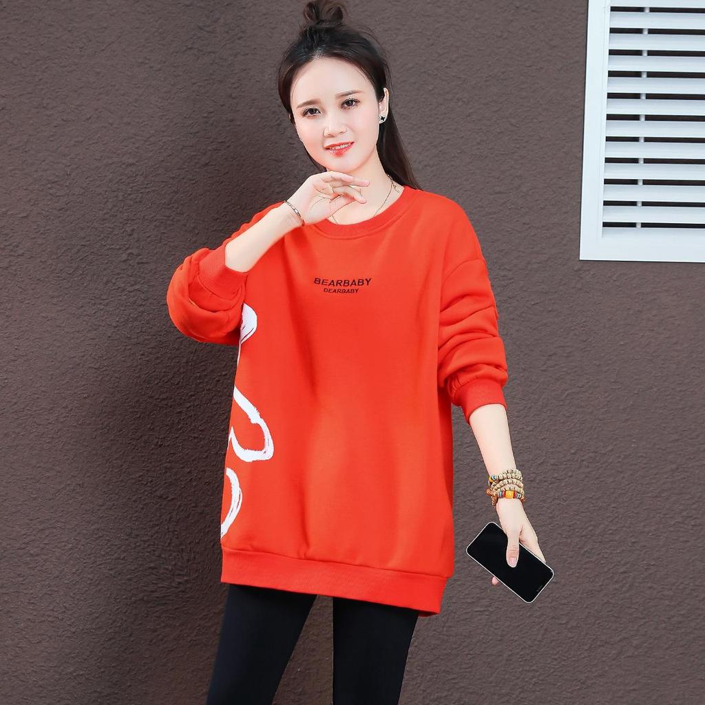 Women's Designer Print Velvet Crewneck Sweatshirt - Autumn/Winter 2025 Fashion Long Sleeve Loose Top
