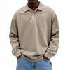Camisa Polo Lavada de Manga Larga para Hombre Casual Cuello Extendido Color Sólido Ajuste Holgado Top de Jersey