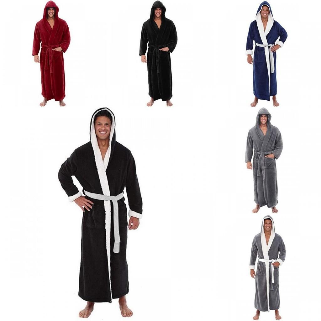 Cozy Long Sleeve Hooded Bathrobe For Autumn And Winter Homewear In Multiple Colors