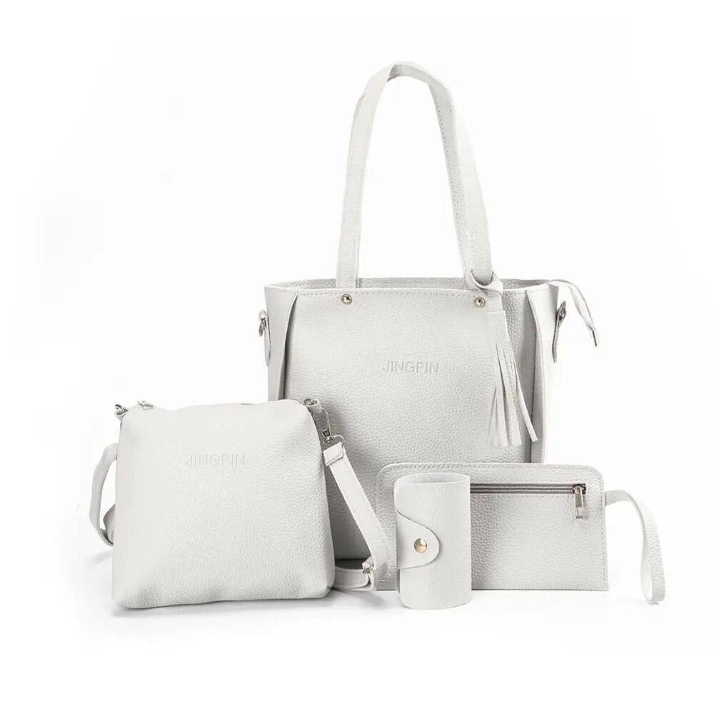 4Pcs/set Fashion Portable Leather Wallet Purses Shoulder Bag Crossbody Bag Handbag