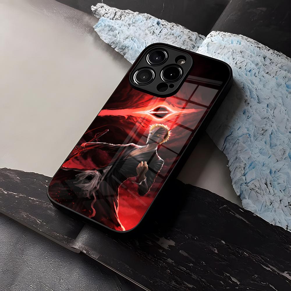 B-Bleachs K-Kurosaki Ichigo Phone Case Tempered Glass For IPhone 16 17 13 14 12 15 11 Pro Max Plus Mini X XR SE2020 Coque
