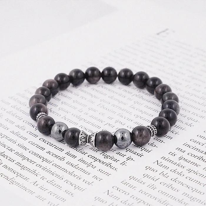 Antique Ring Point 8 Silver Gemstone Bracelet (C2501AC1229_BK)