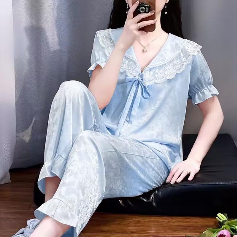 Women's Ice Silk Jacquard Pajama Set