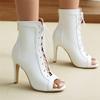 Fashion 2025 Spring Summer New Women's Black Party Boots Sexy Fish Mouth Stilettos High Heels Footwear Zip Women Dance Heels Shoes 33-46