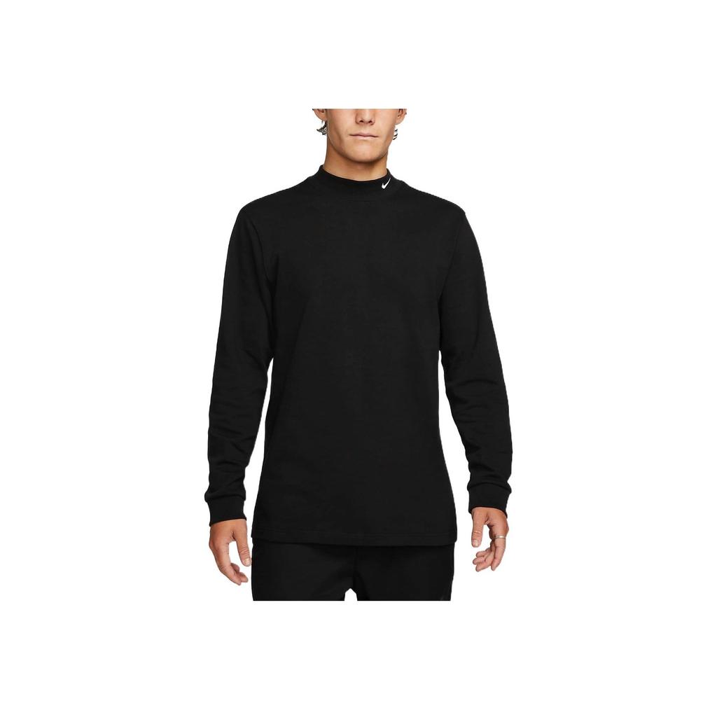 Nike Solid Color Logo Print Stand Collar Long Sleeve T-Shirt Men Tops Black DX5869-010