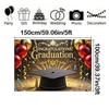 Abschluss-Hintergrund mit "GRADUATION"-Text, Ballons- und Konfetti-Design für Rasen im Freien, Gartenfeiern und Abschluss-Party-Dekor, Abschluss-Dekor