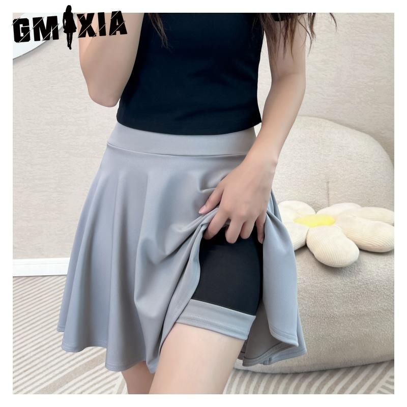 GMXIA 16 Kolorów Damska Moda Casual Jednolity Kolor Nadruk Letnia Wiosenna Spódnica