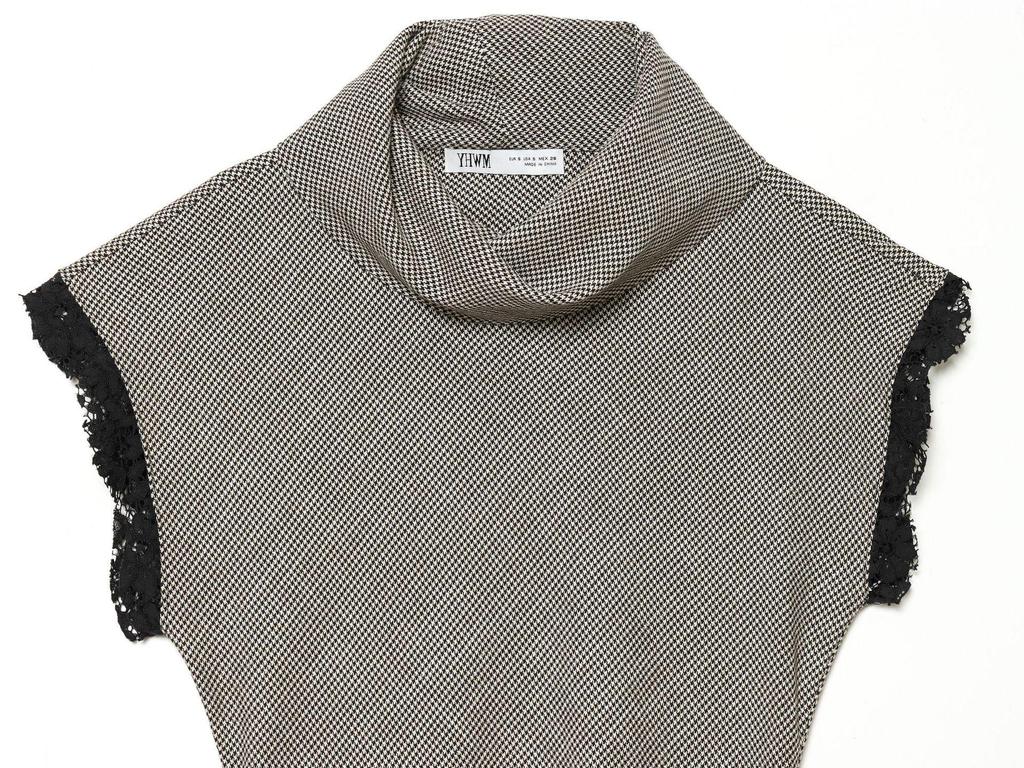 Γυναικείο Πουλόβερ Τοπ Ευρωπαϊκού Στυλ με Πέτο, Αμάνικο, με Δαντέλα και Σχέδιο Houndstooth