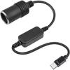 USB C to Cigarette Lighter Adapter, USB C Male to 12V Car Cigarette Lighter Socket Female Converter Cable, 12V 18W Power Cable for Dash Cam, GPS, Car