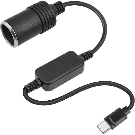 USB C to Cigarette Lighter Adapter, USB C Male to 12V Car Cigarette Lighter Socket Female Converter Cable, 12V 18W Power Cable for Dash Cam, GPS, Car