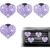4Pcs Car Vent Clips, Bling Heart Air Vent Clips, Universal Air Conditioning Freshener Clip for Decorative White Car Accessories