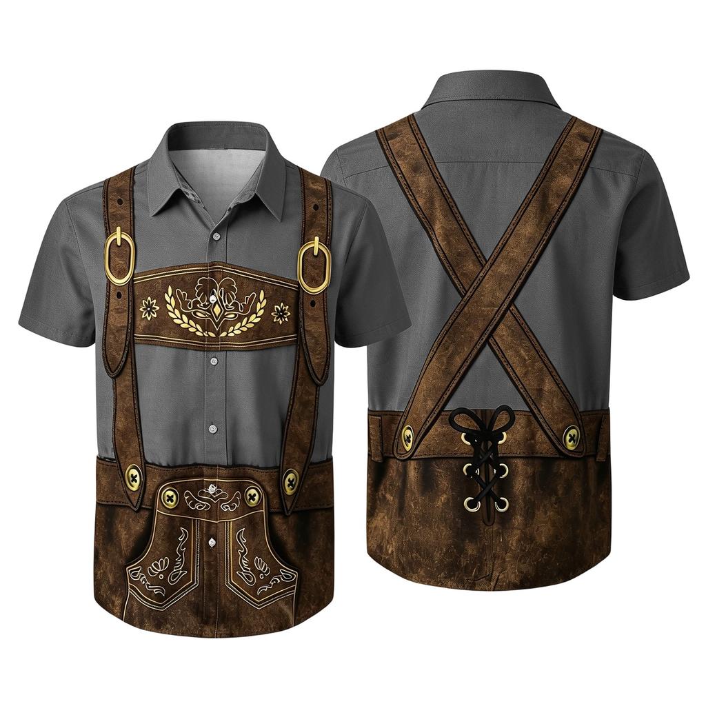 Men's Vintage Print Short Sleeve Cardigan Casual Loose Fit for Party Festival Daily Wear