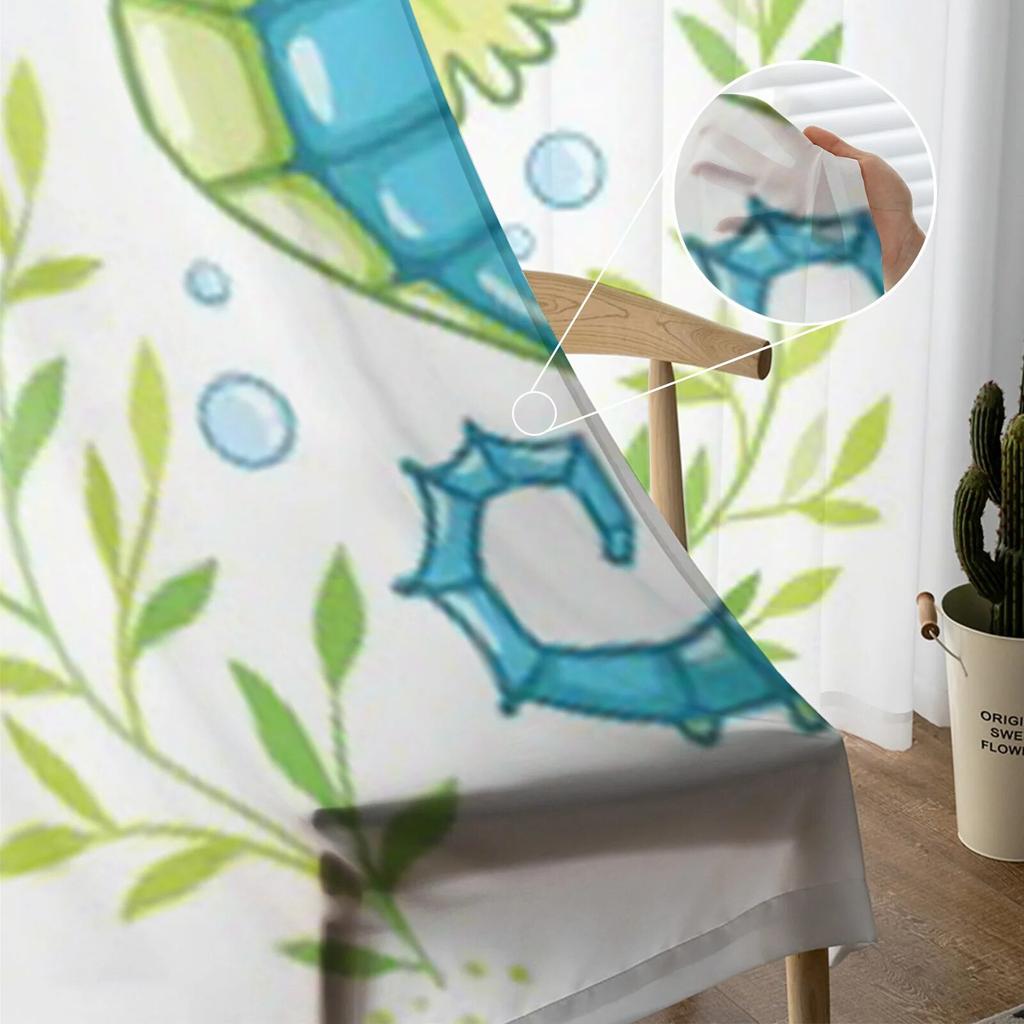 Cute Cartoon Sea Horse Tulle Curtains For Living Room Decoration Modern Veil Chiffon Curtains Bedroom Sheer Voile