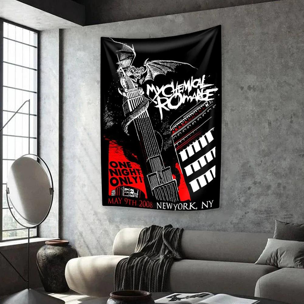 Punk Musik Band Wandteppich My Chemical Romances Heimdekoration Schlafzimmer Wohnheim Wandbehang Hintergrundtuch Konzertdeko
