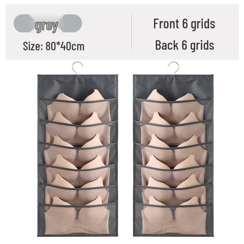 Dual-Sided Hanging Underwear Organizer for Wall or Dorm, Ideal for Bras and Panties.