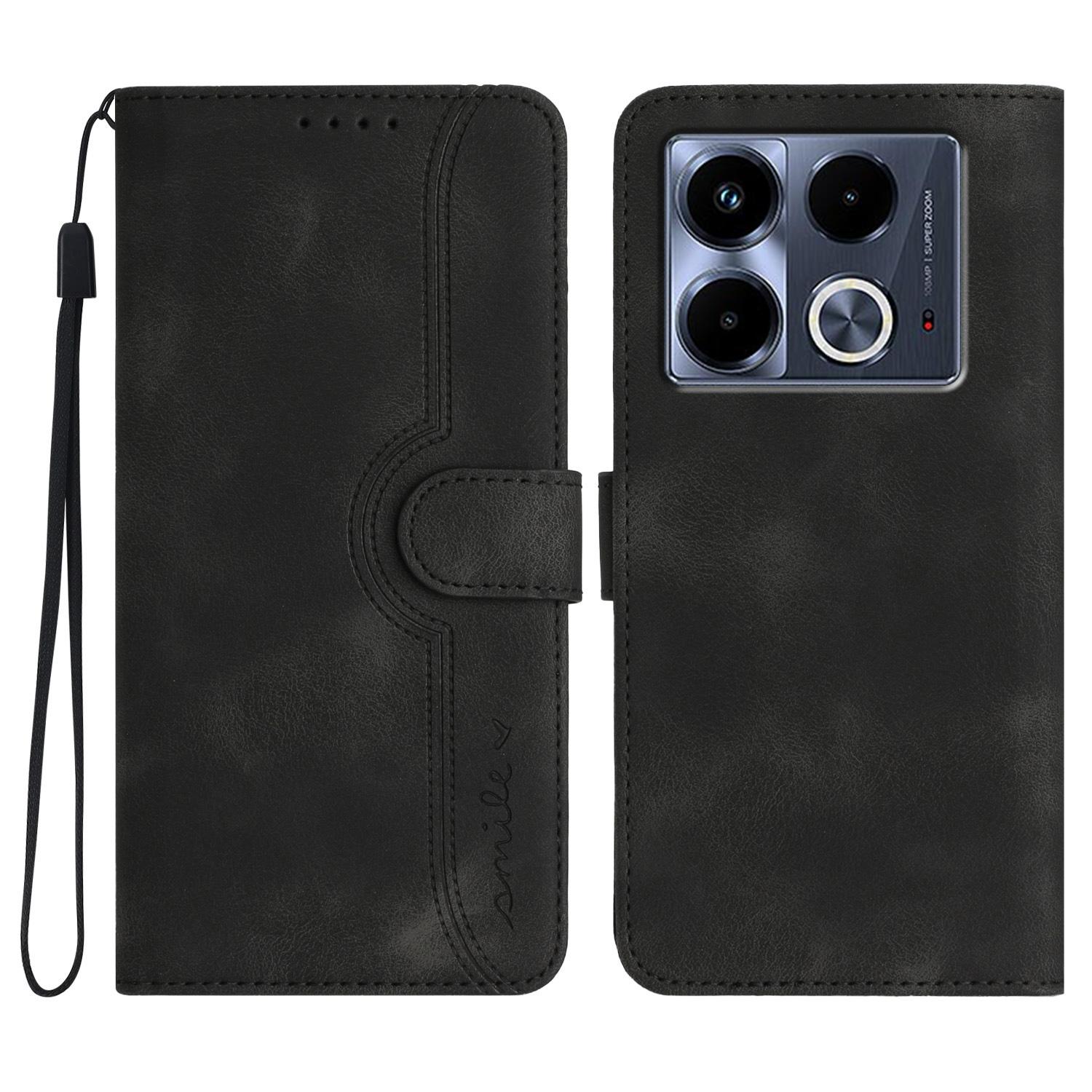 

YX0030 For Infinix Note 40 Case Wallet Card Slots Imprinted Leather Phone Cover Black
