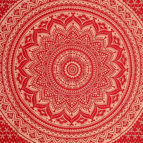 Tapisserie murale mandala rouge, tapisserie indienne en polyester, couvre-lit, pique-nique, plage, couverture, art mural, tapisserie hippie, couvre-lit.