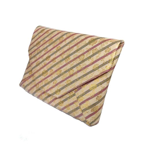 Okadaen Tea Ceremony Utensils Sukiya Bag, Rayon Japanese Style Bag for Women (Striped Arabesque Pattern)