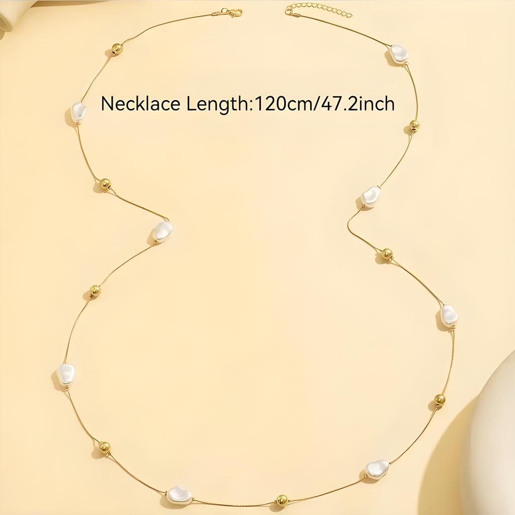 Trend Elegant Y2K Jewelry Irregular Big Pearl Pendant Necklace For Women DIY Long Line Chain Choker Necklace N476