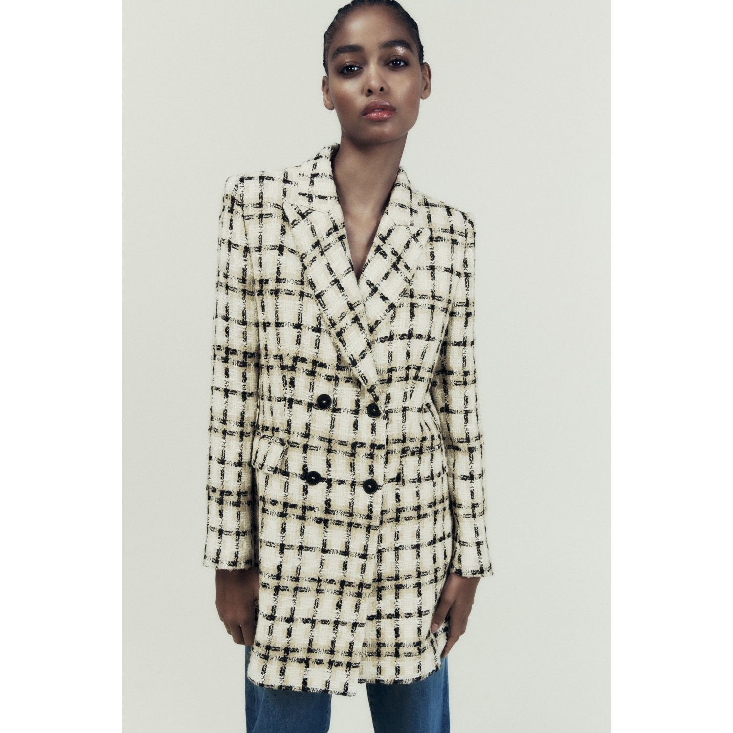 

LONG TEXTURED CHECK BLAZER