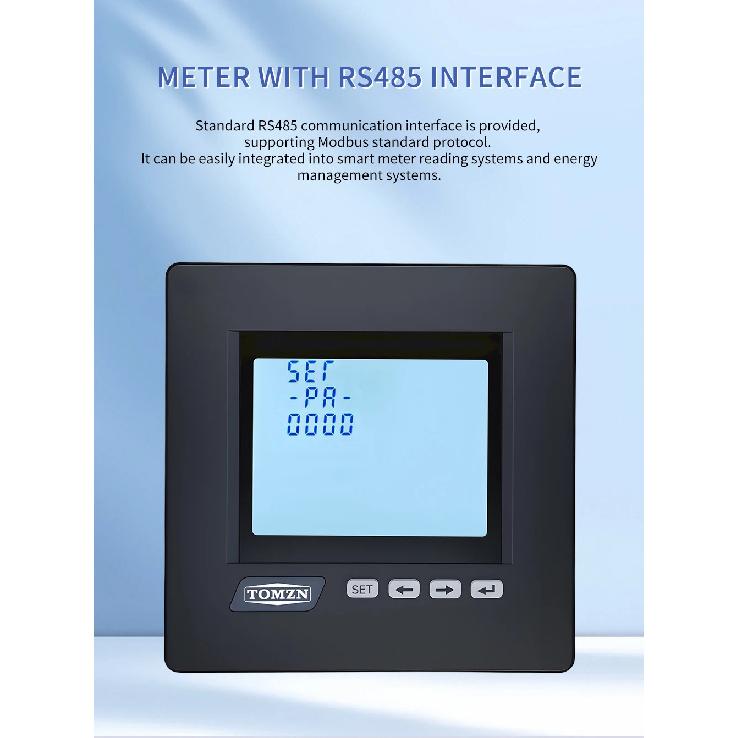TOMZN 3 Phase 4 Wire System Multi-functional Meter Phase Voltage Line Voltage Current Active/Reactive Power PF RS485 Password
