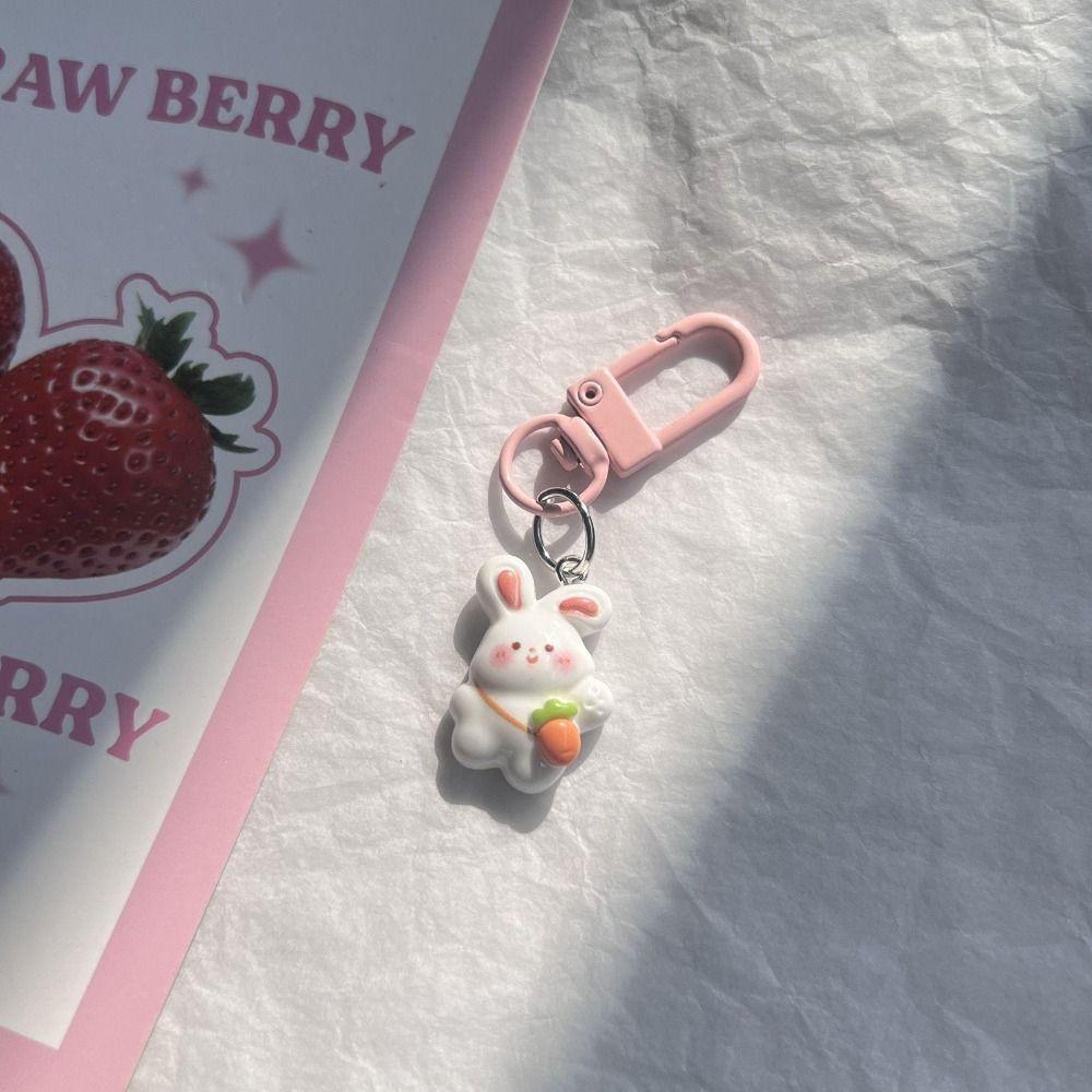 Resin Bunny Carrots Keychain Bunny Carrots Rabbit Tulip Keyring  Lucky Friendship Gift