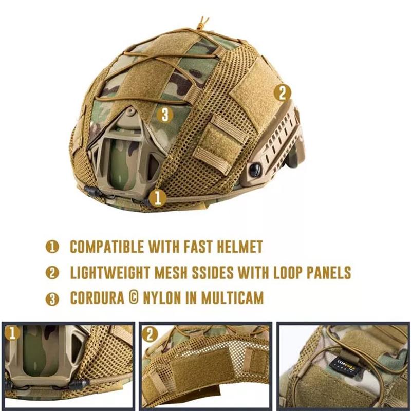 BOOIU Tactical Helmet Cover Airsoft High-cut Helmet Cover Hunting CS Camo with Elastic Cord for MH PJ BJOPS-Core Fast Helmet