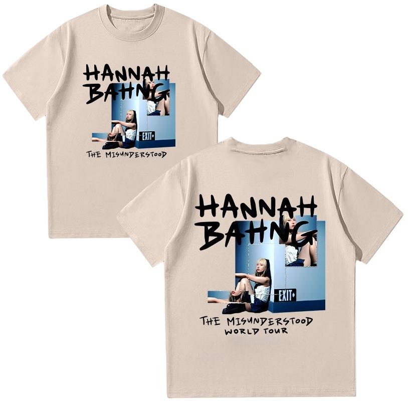 Hannah Bahng The Misunderstood World Tour T Shirt Fashion Graphic Tees Popular Women Men Casual Pure Cotton Y2K Clothes Unisex