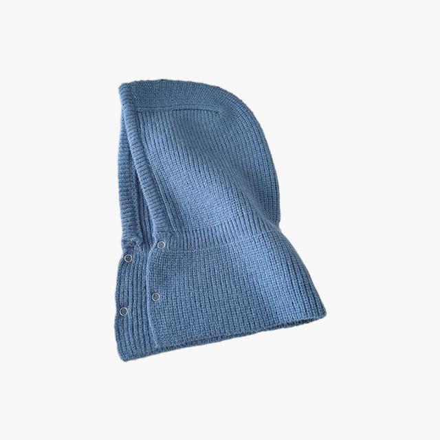 Balaclava Korean Fashion Autumn and Winter Red Knitted Hat Fashionable Warm Head Hat Wool Hat Neck Protection