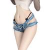 Verführerische Damen Denim Shorts mit offenem Schritt - Sexy Nachtclub Flirt Outfit 8026