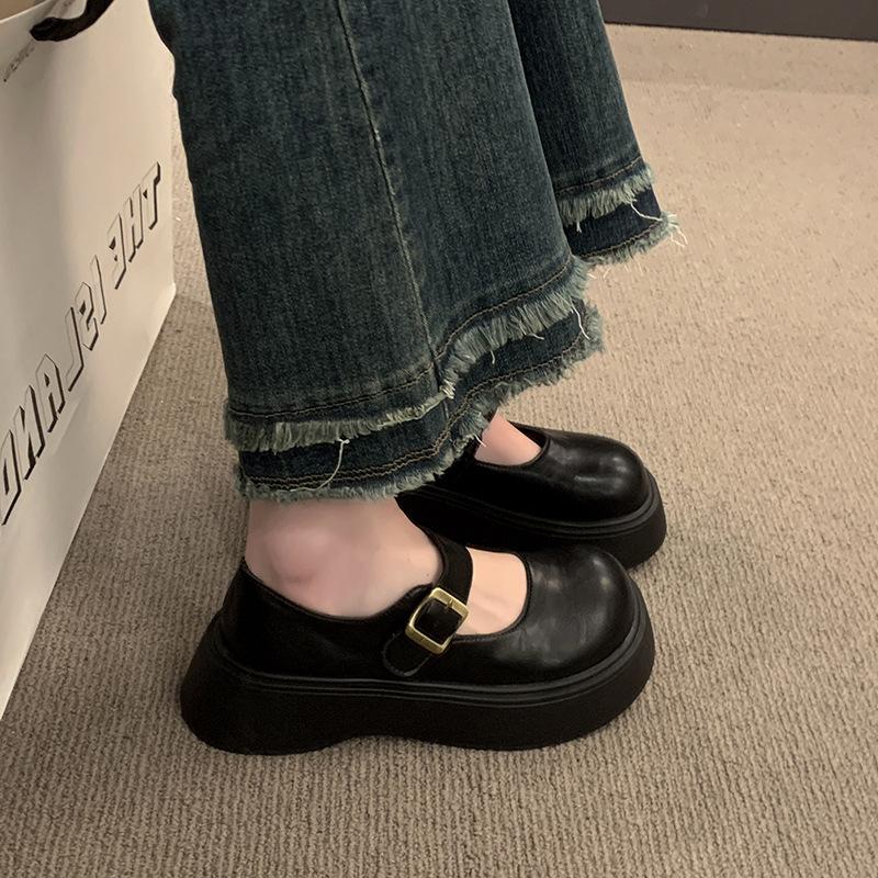Mary Jane shoes women's spring and autumn 2025 platform round head comfortable fashion buckle British style loafers women's versatile