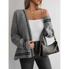 Autumn Winter Loose Knitted Cardigans Coat Women Star Embroidery Sweaters Streetwear Vintage Casual Single Breasted Long Sleeve Top