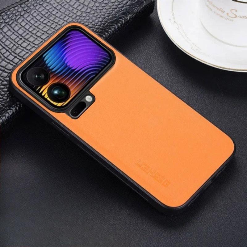 

Чехол для Xiaomi 17 Pro Max из матовой ударопрочной твердой PU кожи для Xiaomi 17 17pro max Полная защита Силиконовый чехол-бампер Xiaomi 17 pro max оранжевый
