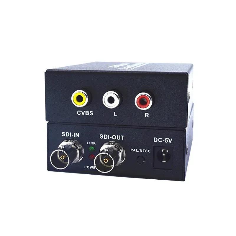 Full HD 1080p 3G SDI To AV SDI Scaler Converter 3G/HD/SD SDI To R/L RCA CVBS Adapter Converter
