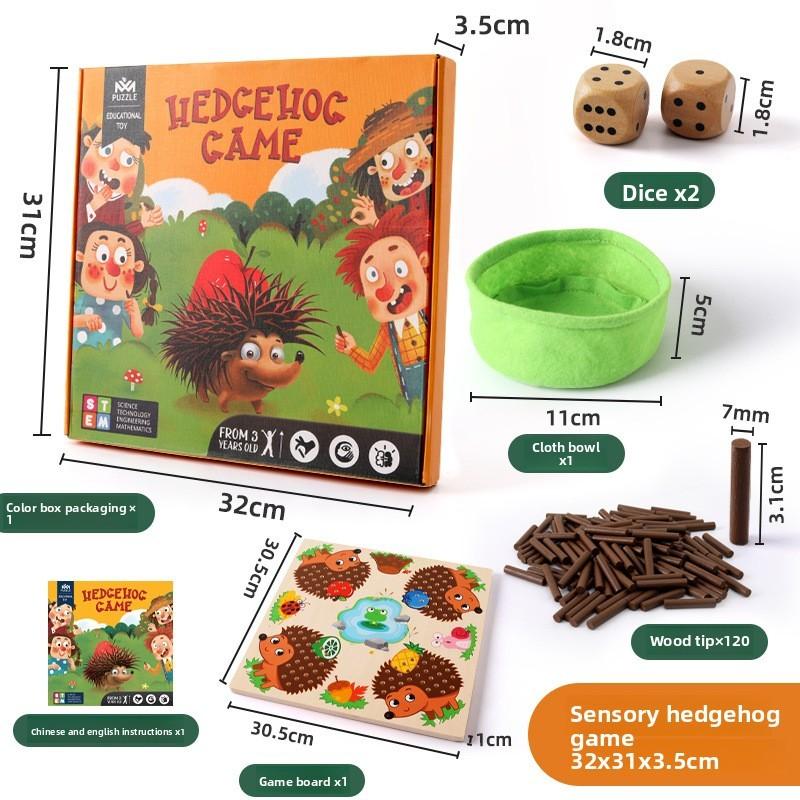 Sensory Wooden Hedgehog Training Set For Kids Brain And Motor Skills Enhancement
